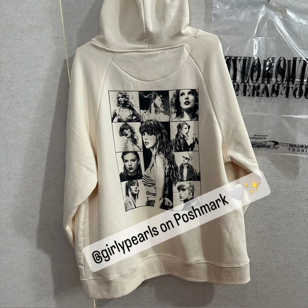 Taylor Swift Exclusive the Eras Tour Beige Hoodie Sweater NEW Official Merch - Picture 8 of 17